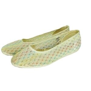 Coaster Vintage 80s Pastel Net Mesh Women's Ballet Flats Slip-Ons Size 7.5 NEW